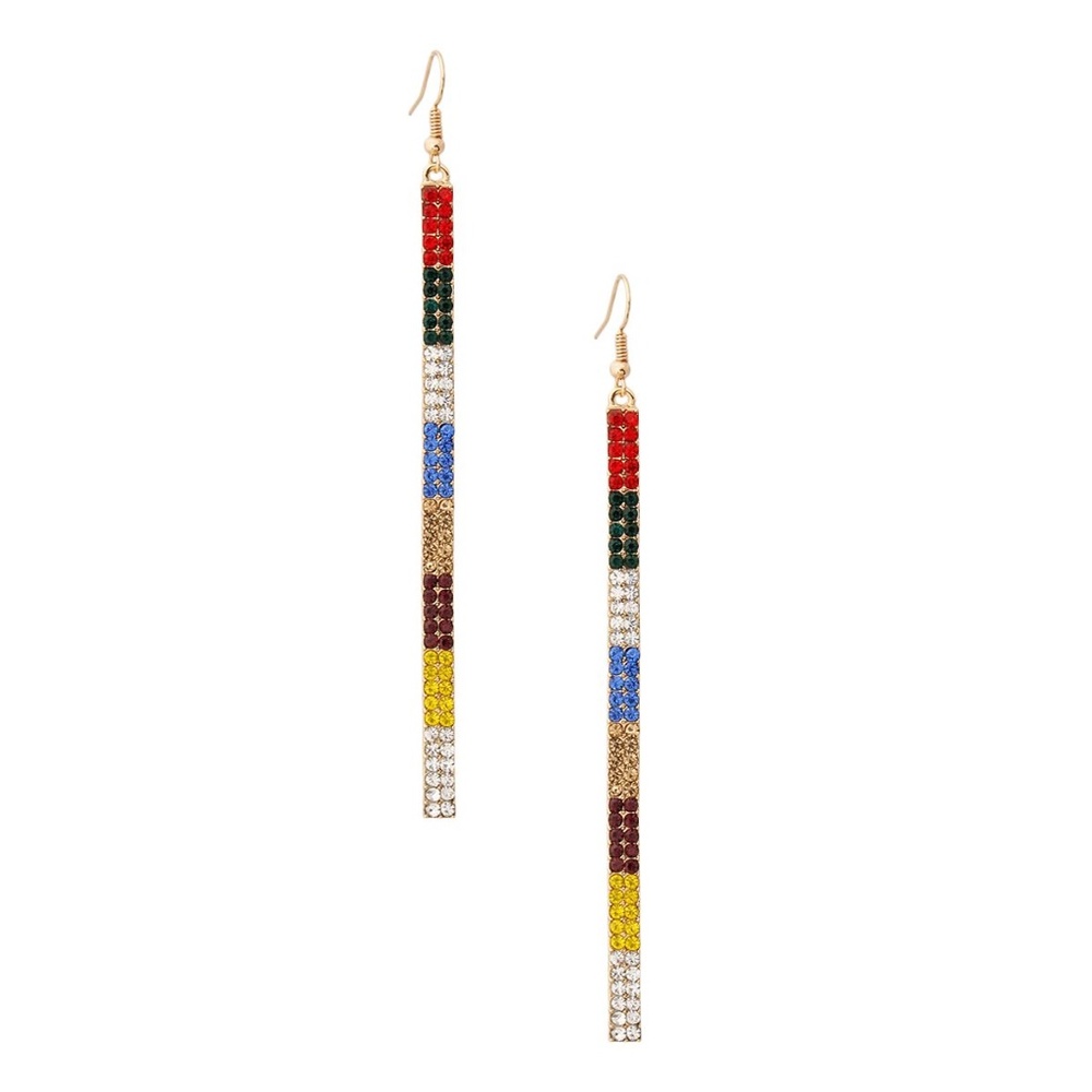 Rhinestone Bar Drop Earrings